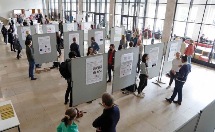 Poster session in large foyer