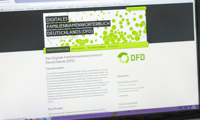 The website of the Digital Dictionary of Surnames in Germany (DFD)