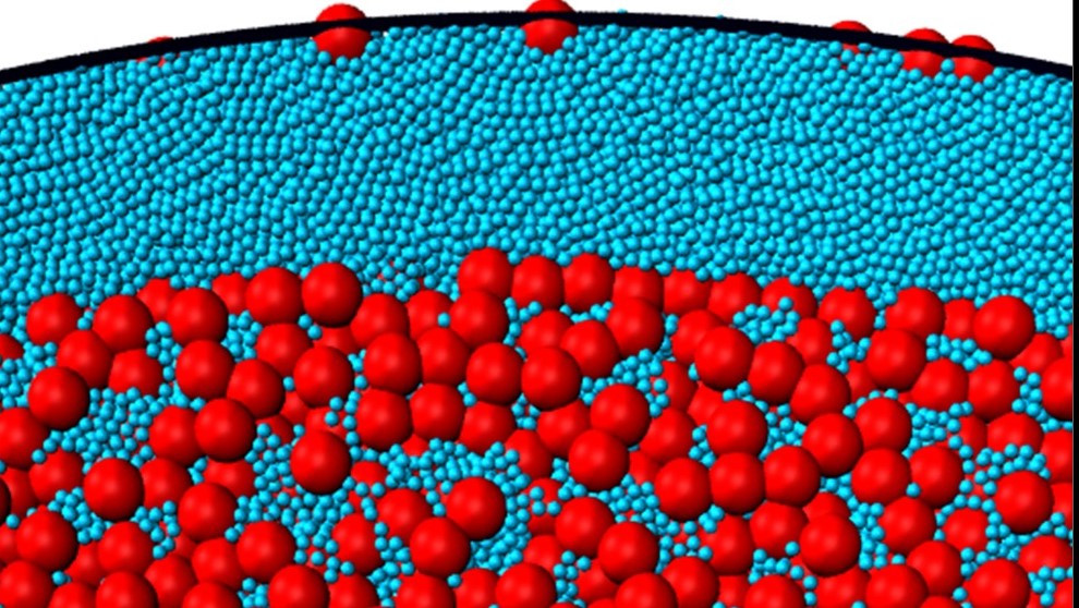 Rote und blaue Partikel