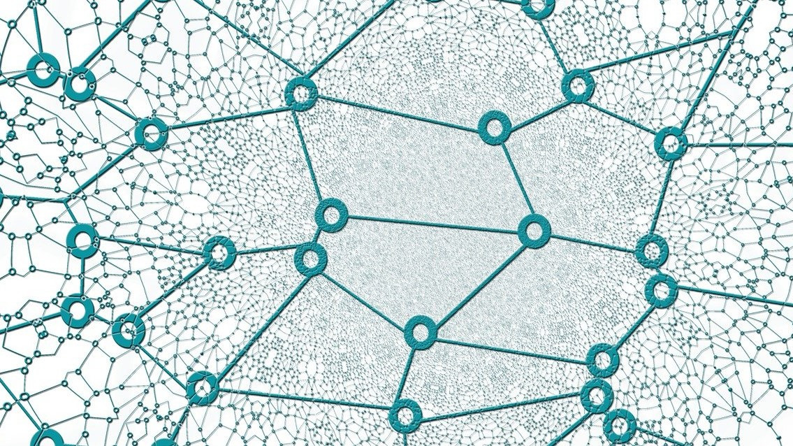 Schematische Darstellung eines Netzwerks mit Punkten und Verbindungen